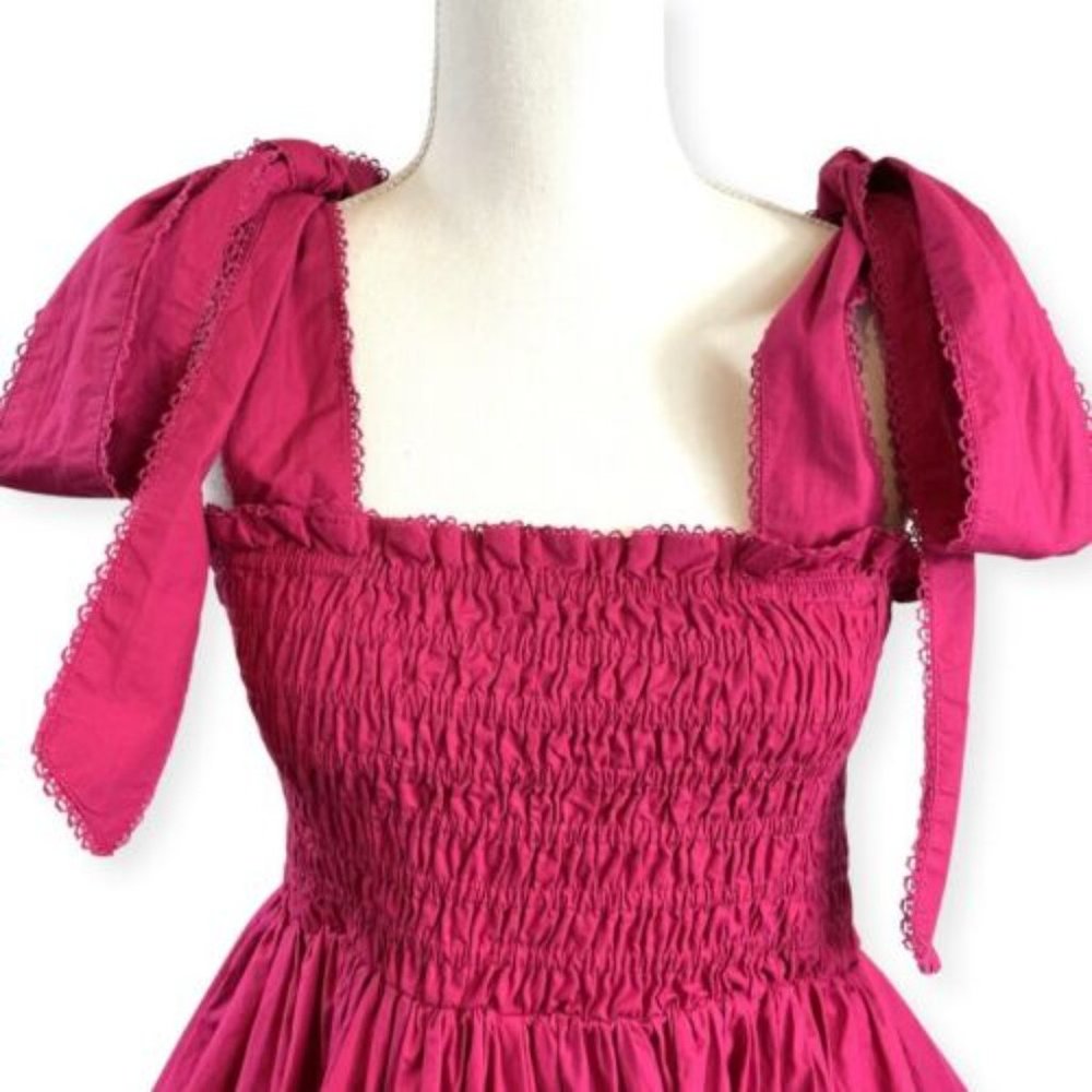 LoveShackFancy Raspberry Pink Mini Dress with Tie Straps - Picture 5 of 7